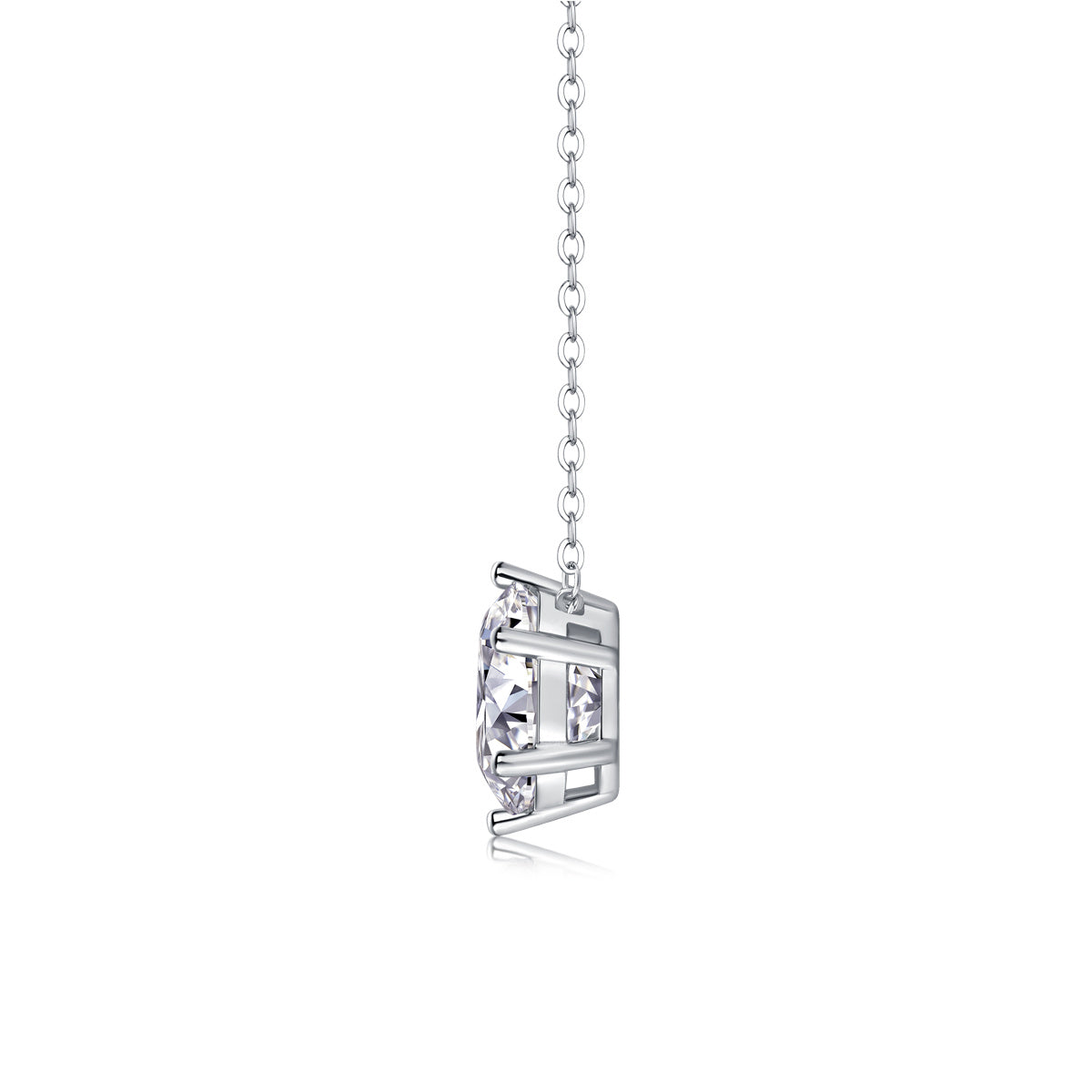 Round Cut Moissanite Necklace-925 Sterling Silver Pendant for Women