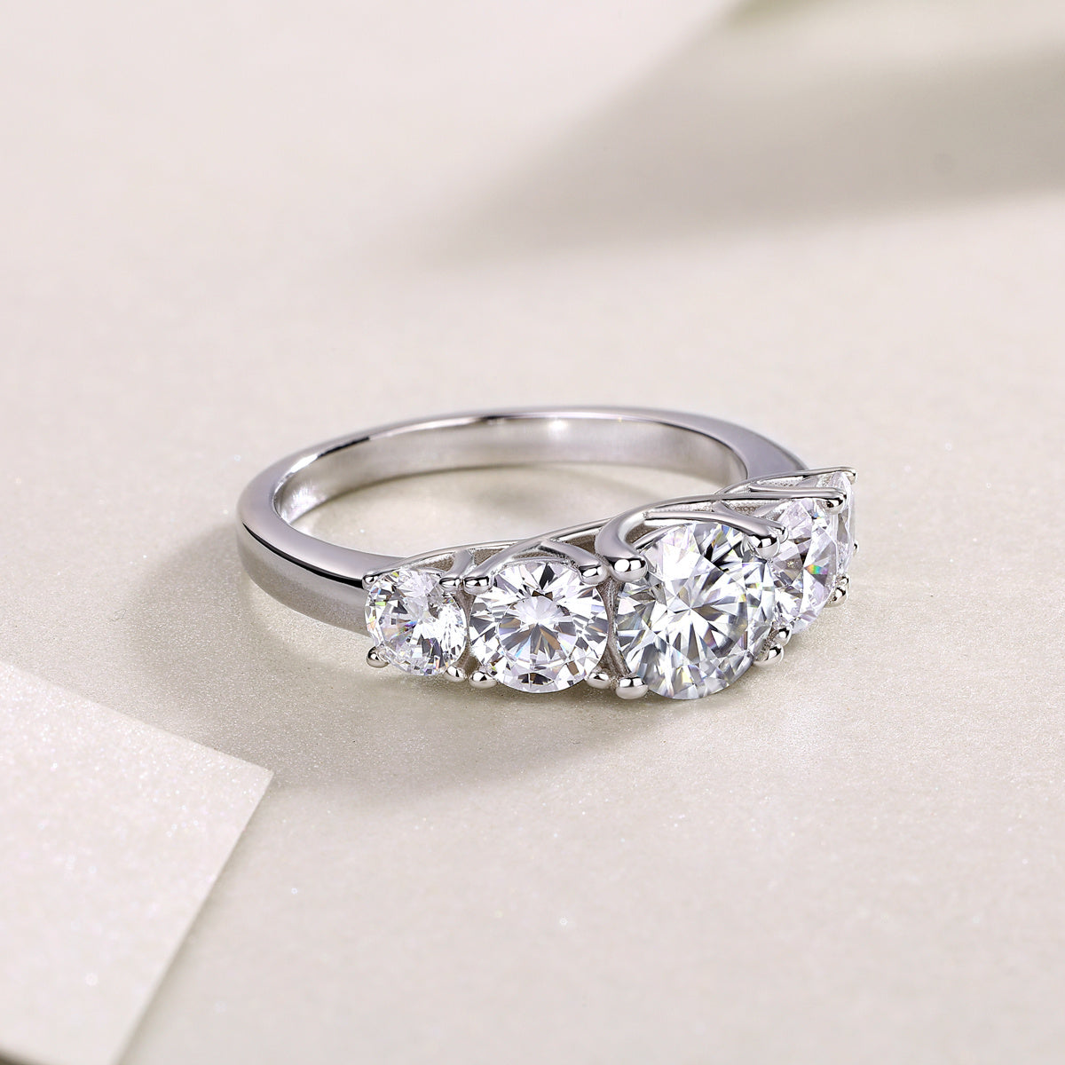 Round Cut Moissanite Engagement Ring-925 Sterling Silver Wedding Ring for Women