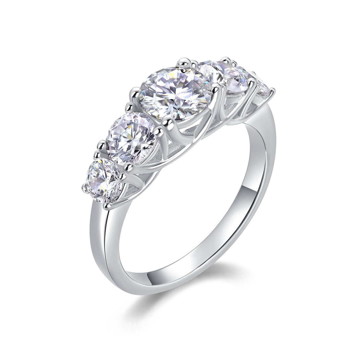 Round Cut Moissanite Engagement Ring-925 Sterling Silver Wedding Ring for Women