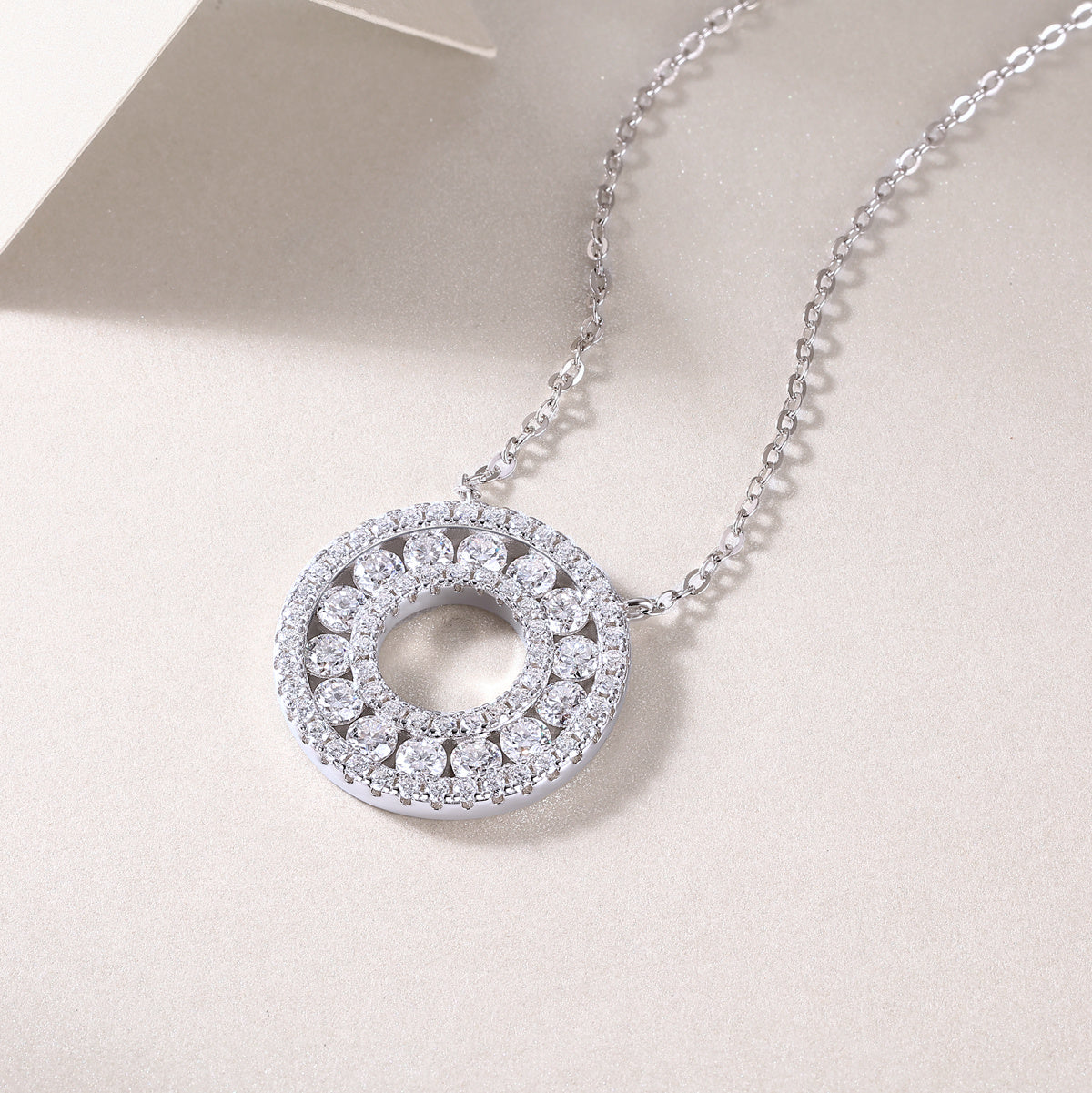 Moissanite Necklace-925 Sterling Silver Pendant Necklace for Women