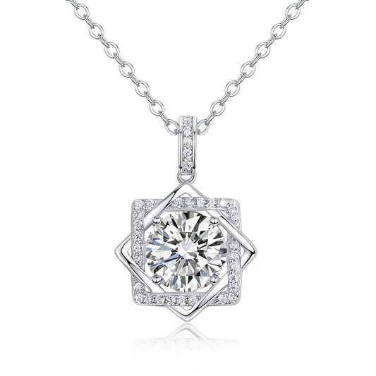 2 Carat Round Cut Moissanite Diamond Necklace 925 Sterling Silver