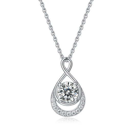 1 Ct Round Cut Moissanite Diamond Infinity Necklace 925 Sterling Silver