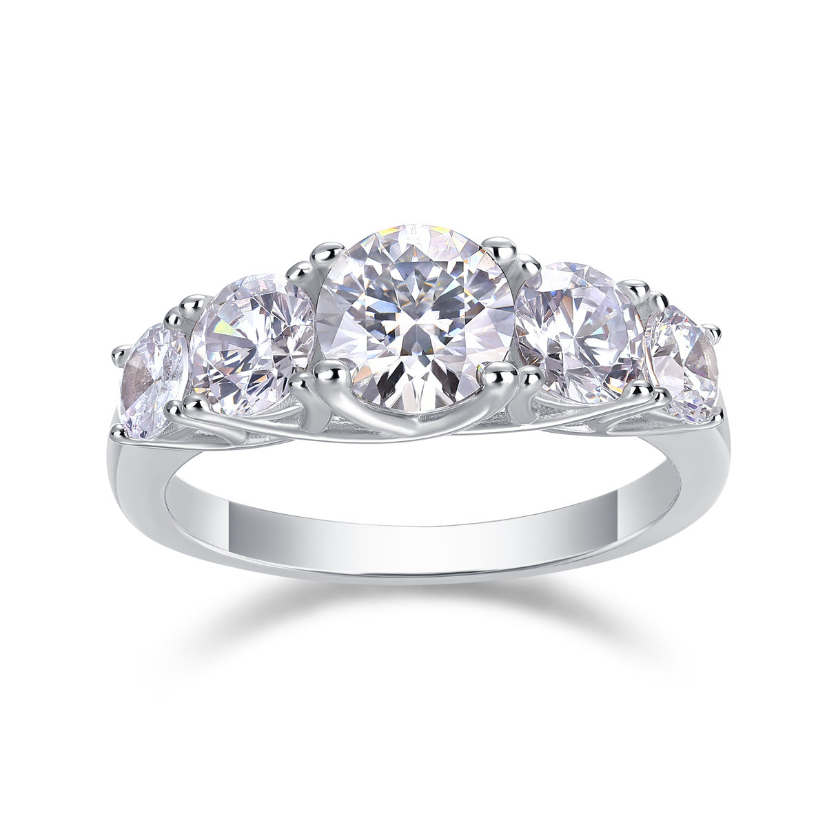 Round Cut Moissanite Engagement Ring-925 Sterling Silver Wedding Ring for Women