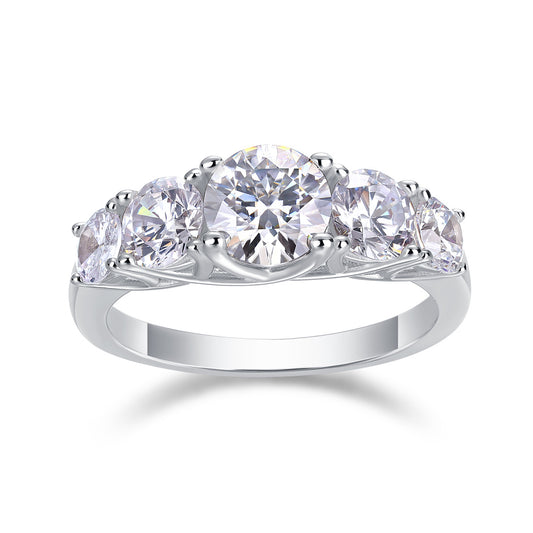 Round Cut Moissanite Engagement Ring-925 Sterling Silver Wedding Ring for Women