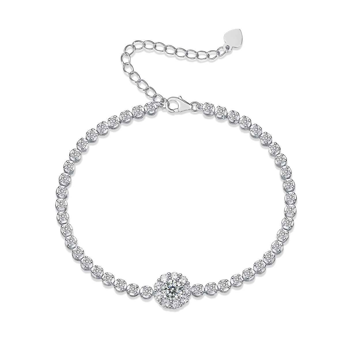 Women's Moissanite Flower Bracelet-925 Sterling Silver