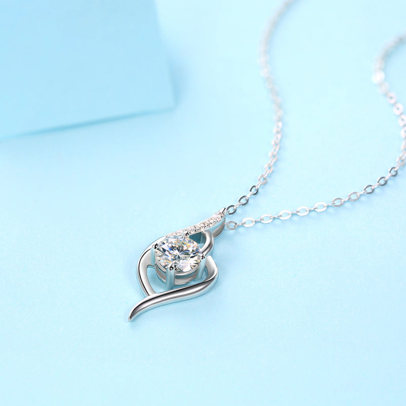 Moissanite Diamond Necklace-925 Sterling Silver Pendant Necklace for Women