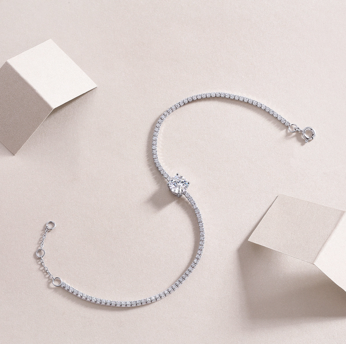 Moissanite Bracelet-925 Sterling Silver Bracelet for Women