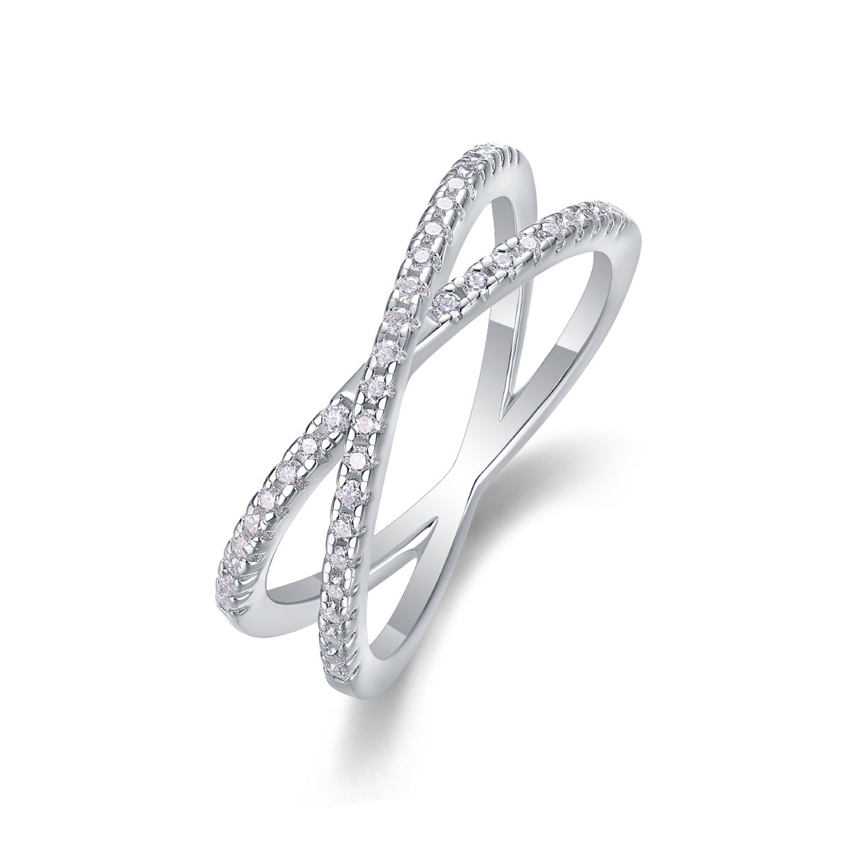Moissanite Criss Cross Ring-925 Sterling Silver Band for Women