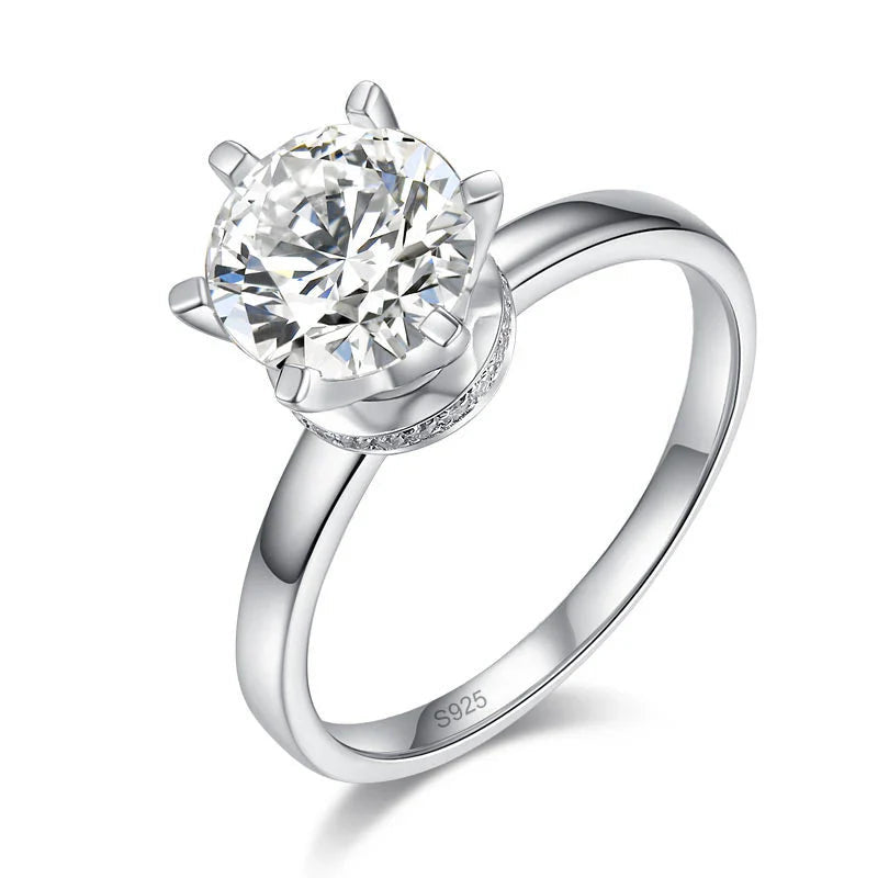 2 Carat Round Cut Moissanite Engagement Ring 925 Sterling Silver