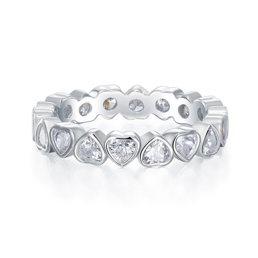 Heart Lab Created Diamond Eternity Wedding Band 925 Sterling Silver