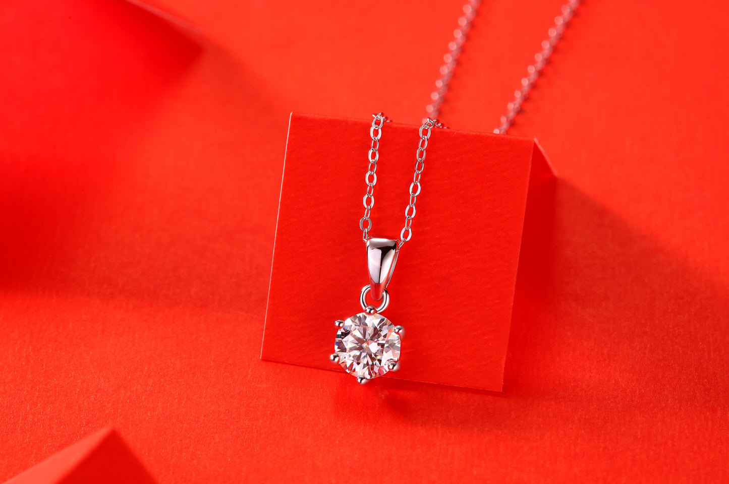 Round Cut Moissanite Necklace-1ct/2ct/3ct 925 Sterling Silver Pendant for Women