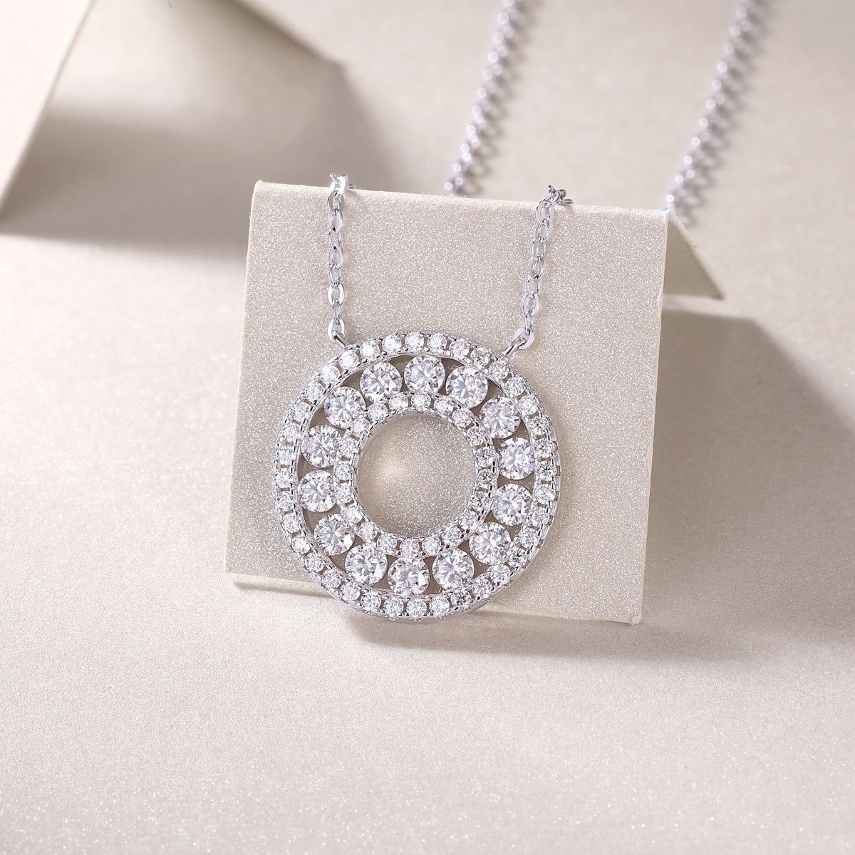 Moissanite Necklace-925 Sterling Silver Pendant Necklace for Women