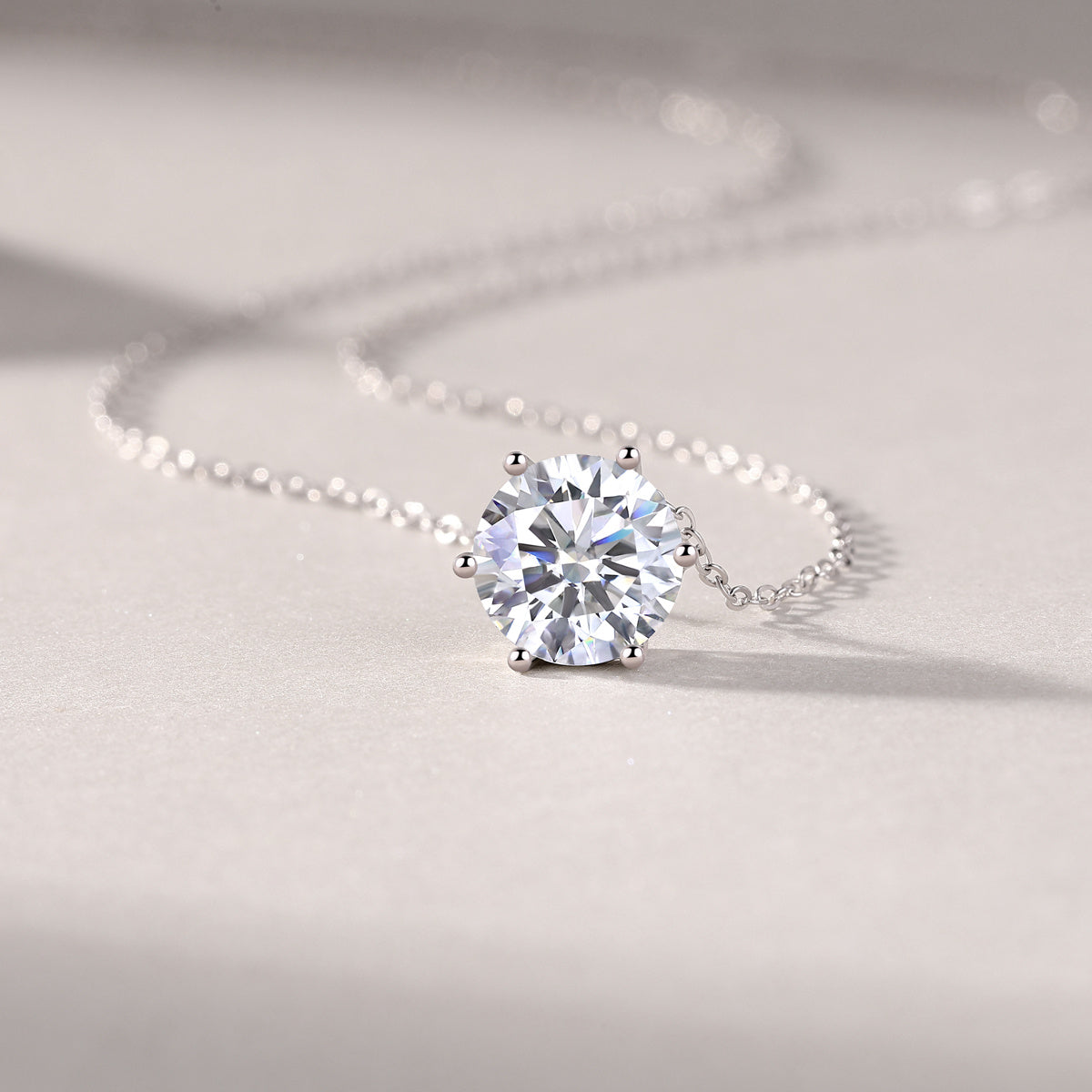 Round Cut Moissanite Necklace-925 Sterling Silver Pendant for Women