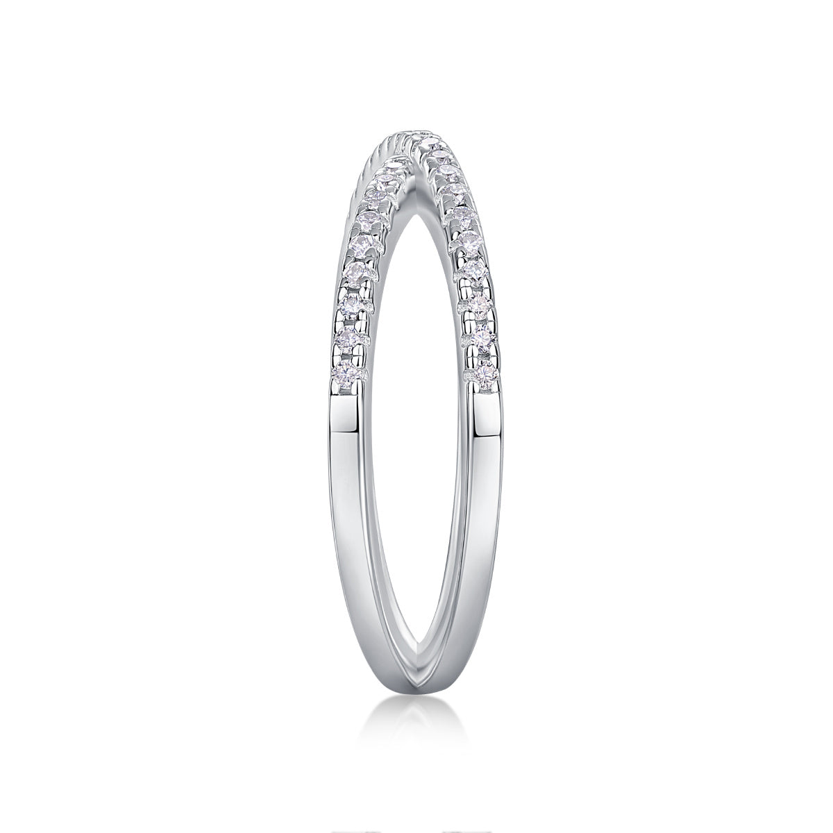 Moissanite Criss Cross Ring-925 Sterling Silver Band for Women