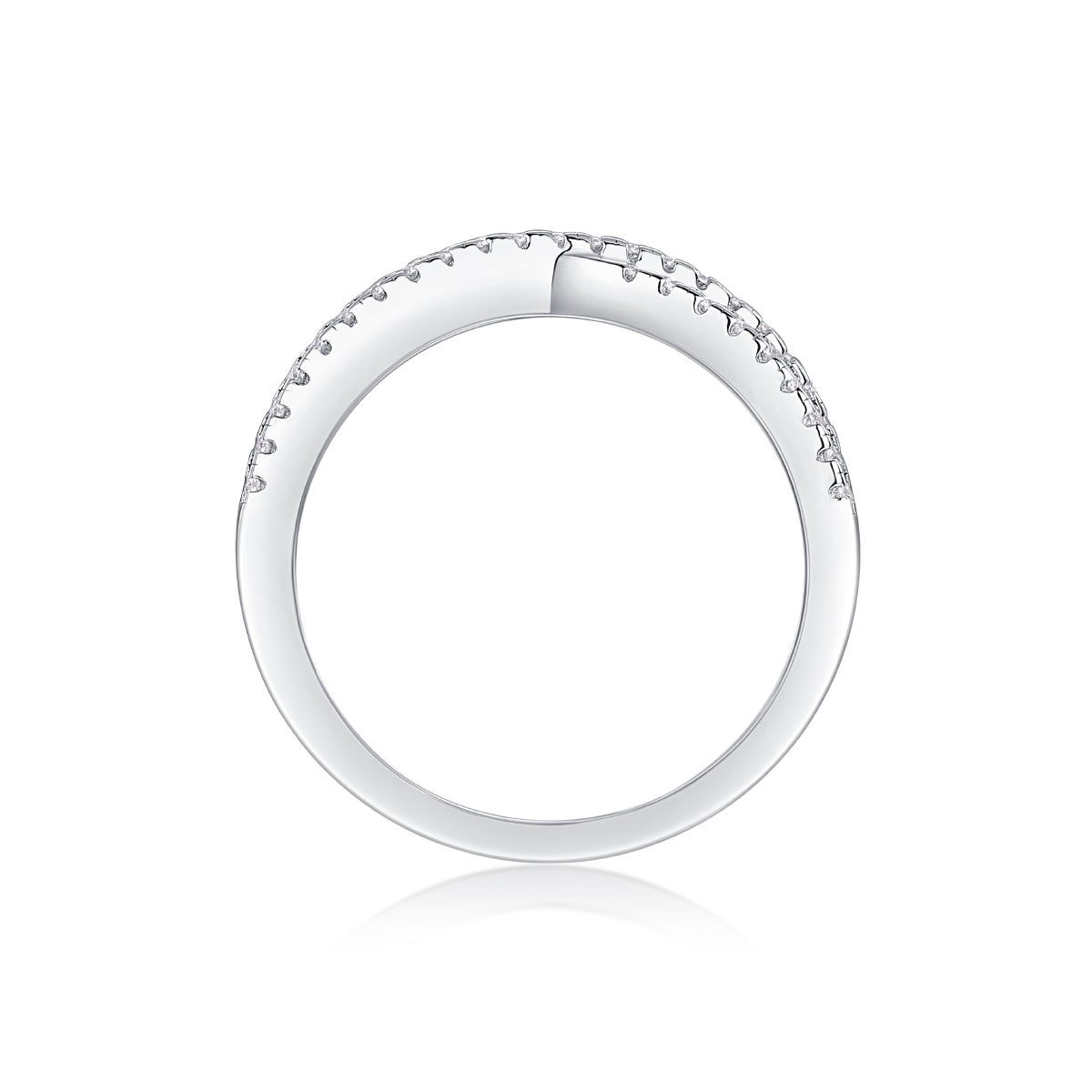Moissanite Criss Cross Ring-925 Sterling Silver Band for Women