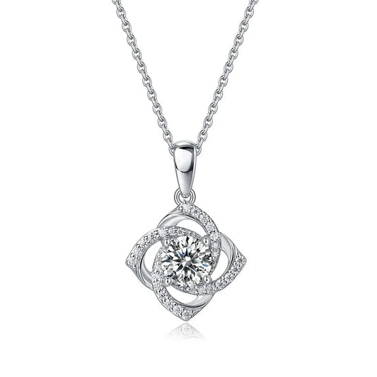 1 Carat Round Cut Moissanite Diamond Necklace 925 Sterling Silver