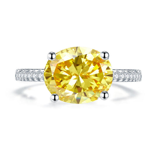 4 Carat Oval Cut Yellow Created Diamond Engagement Ring 925 Sterling Silver