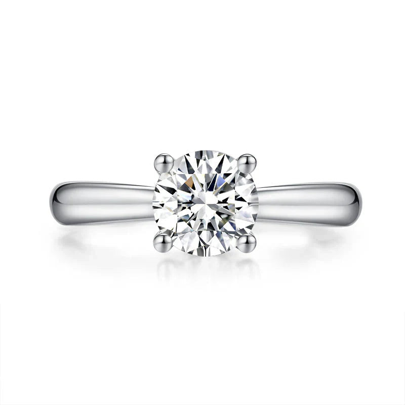 1 Carat Round Cut Moissanite Diamond Solitaire Engagement Ring 925 Sterling Silver