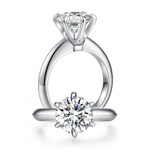 3 Carat Round Cut Moissanite Diamond Solitaire 6 Prong Engagement Ring 925 Sterling Silver