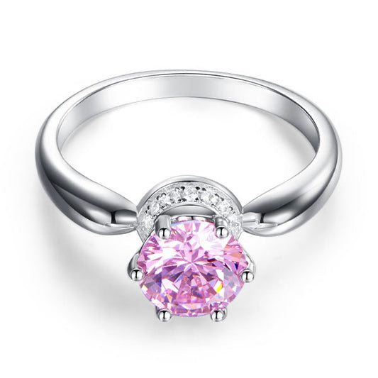 Hidden Halo 1.25 Carat Round Created Pink Diamond Engagement Ring 925 Sterling Silver