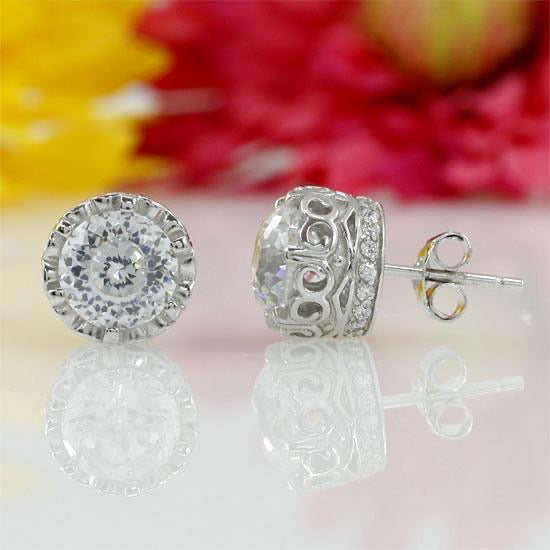 1.5 Carat Vintage Style Created Diamond Stud Earrings 925 Sterling Silver