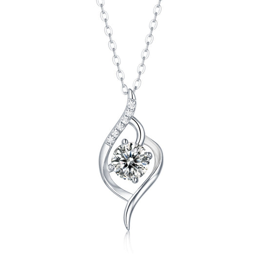Moissanite Diamond Necklace-925 Sterling Silver Pendant Necklace for Women
