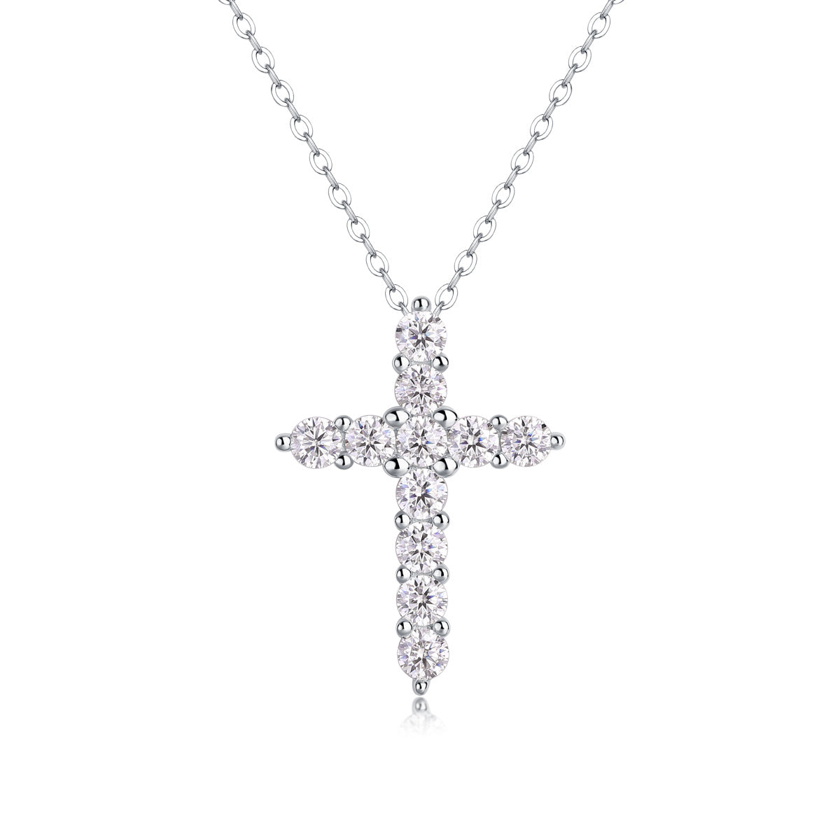 Moissanite Cross Necklace-925 Sterling Silver Pendant for Women