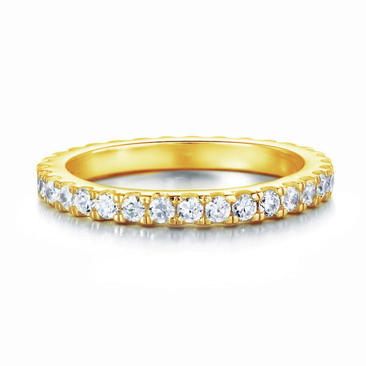 Full Eternity Created Diamond Yellow Gold Finish over 925 Sterling Silver Wedding Band