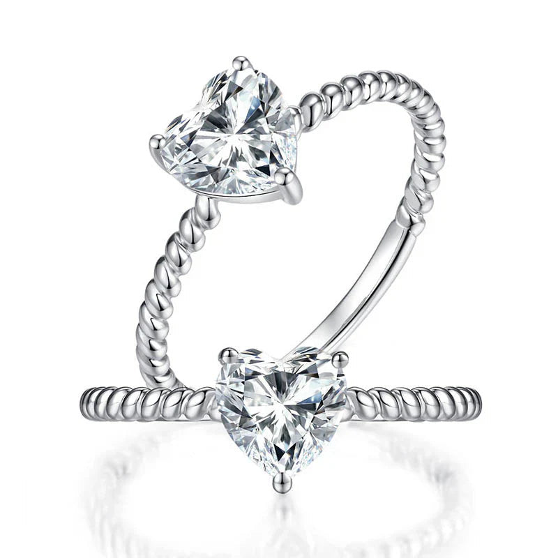 1 Carat Heart Cut Moissanite Diamond Engagement Ring 925 Sterling Silver