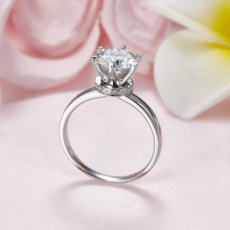 2 Carat Round Cut Moissanite Engagement Ring 925 Sterling Silver