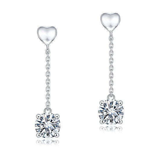 1 Carat Moissanite Diamond Dangle Earrings 925 Sterling Silver