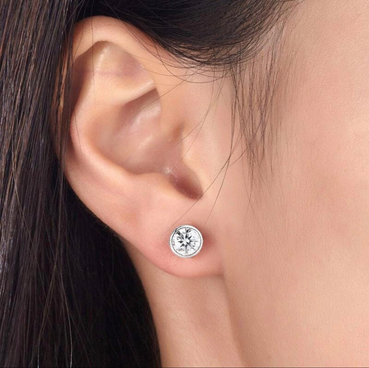 1 Carat Round Cut Moissanite Diamond Earring (1 Piece) Unisex 925 Sterling Silver