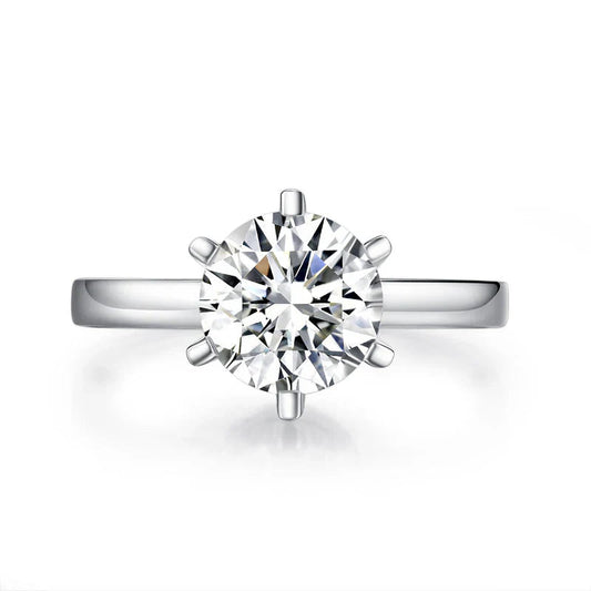 2 Carat Round Cut Moissanite Engagement Ring 925 Sterling Silver