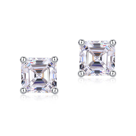 1 Ct Asscher Cut Created Diamond Stud Earrings 925 Sterling Silver