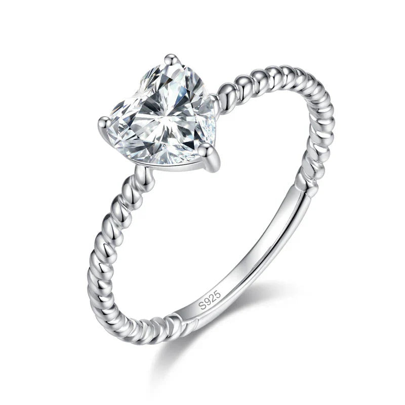 1 Carat Heart Cut Moissanite Diamond Engagement Ring 925 Sterling Silver