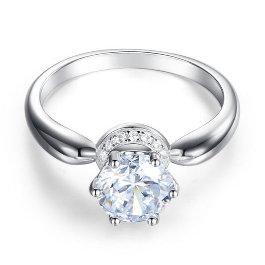 1.25 Carat Round Created Diamond Hidden Halo Engagement Ring 925 Sterling Silver