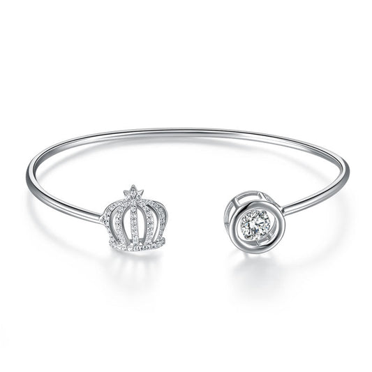 Crown Dancing Created Diamond Bangle Bracelet 925 Sterling Silver Bracelets