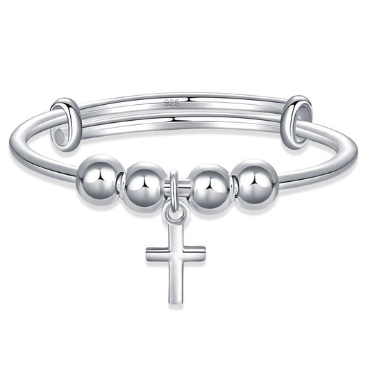 Newborn Baby 925 Sterling Silver Cross Bangle Bracelets