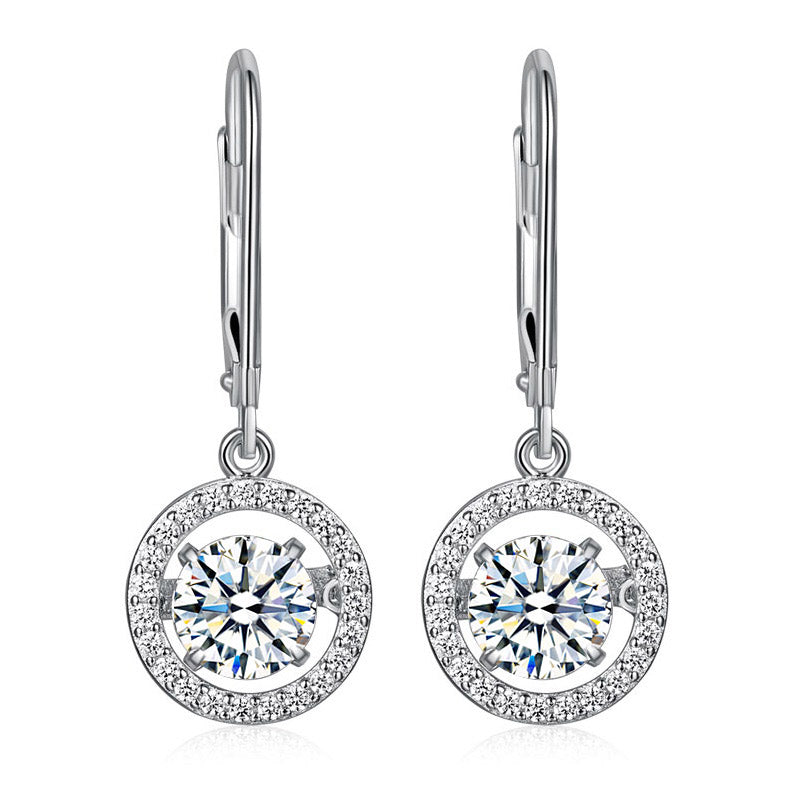 Halo Dancing Created Diamond Dangle Earrings 925 Sterling Silver