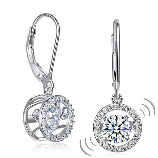 Halo Dancing Created Diamond Dangle Earrings 925 Sterling Silver