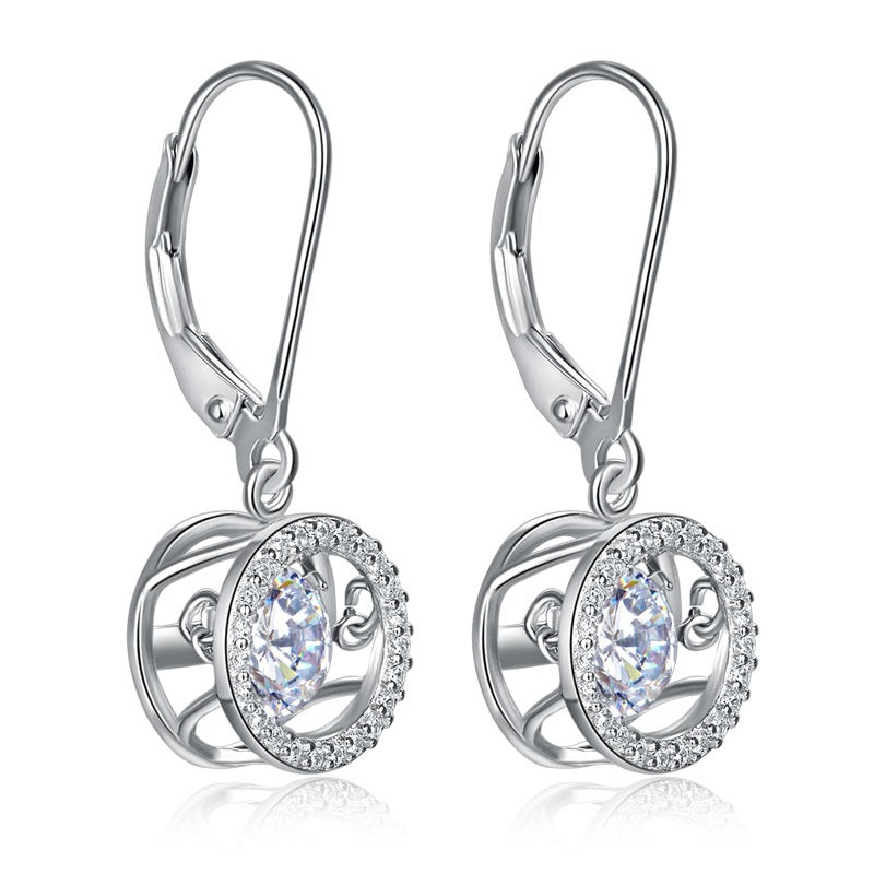 Halo Dancing Created Diamond Dangle Earrings 925 Sterling Silver