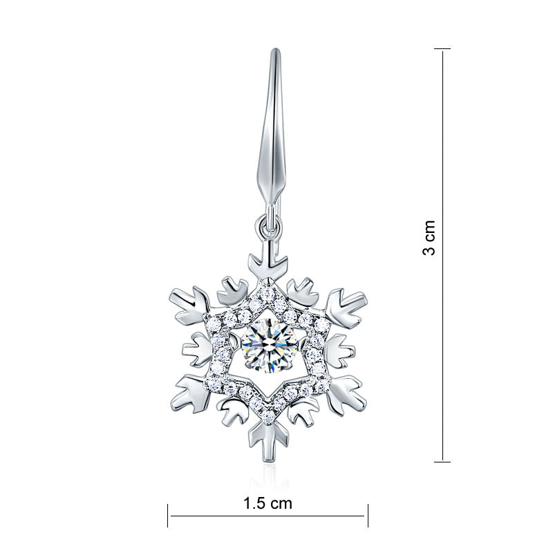 Snowflake Dancing Created Diamond Dangle Earrings 925 Sterling Silver