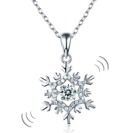 Snowflake Dancing Created Diamond Necklace 925 Sterling Silver Necklaces