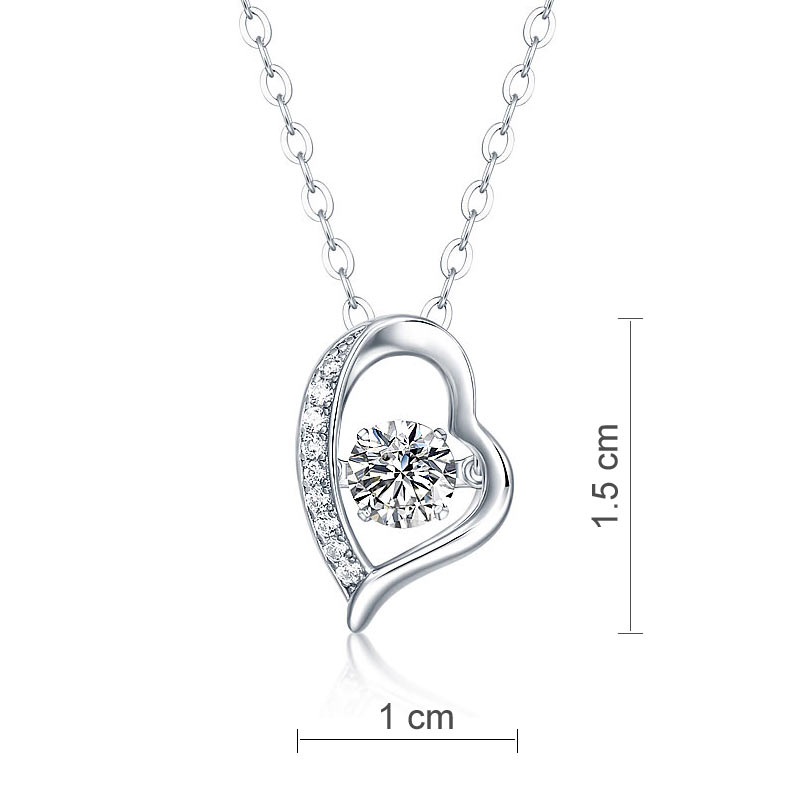 0.5 Carat Moissanite Diamond Dancing Stone Heart Necklace 925 Sterling Silver Necklaces