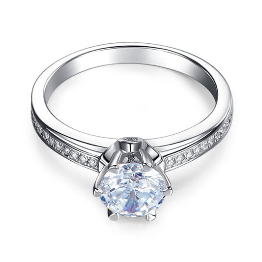 1.25 Carat Round Created Diamond Accented Engagement Ring 925 Sterling Silver Rings