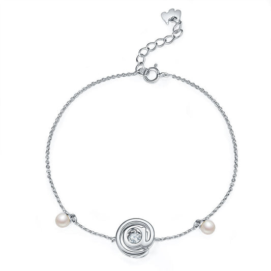 Moissanite Diamond Fresh Water Pearls @ Dancing Stone Bracelet 925 Sterling Silver Bracelets