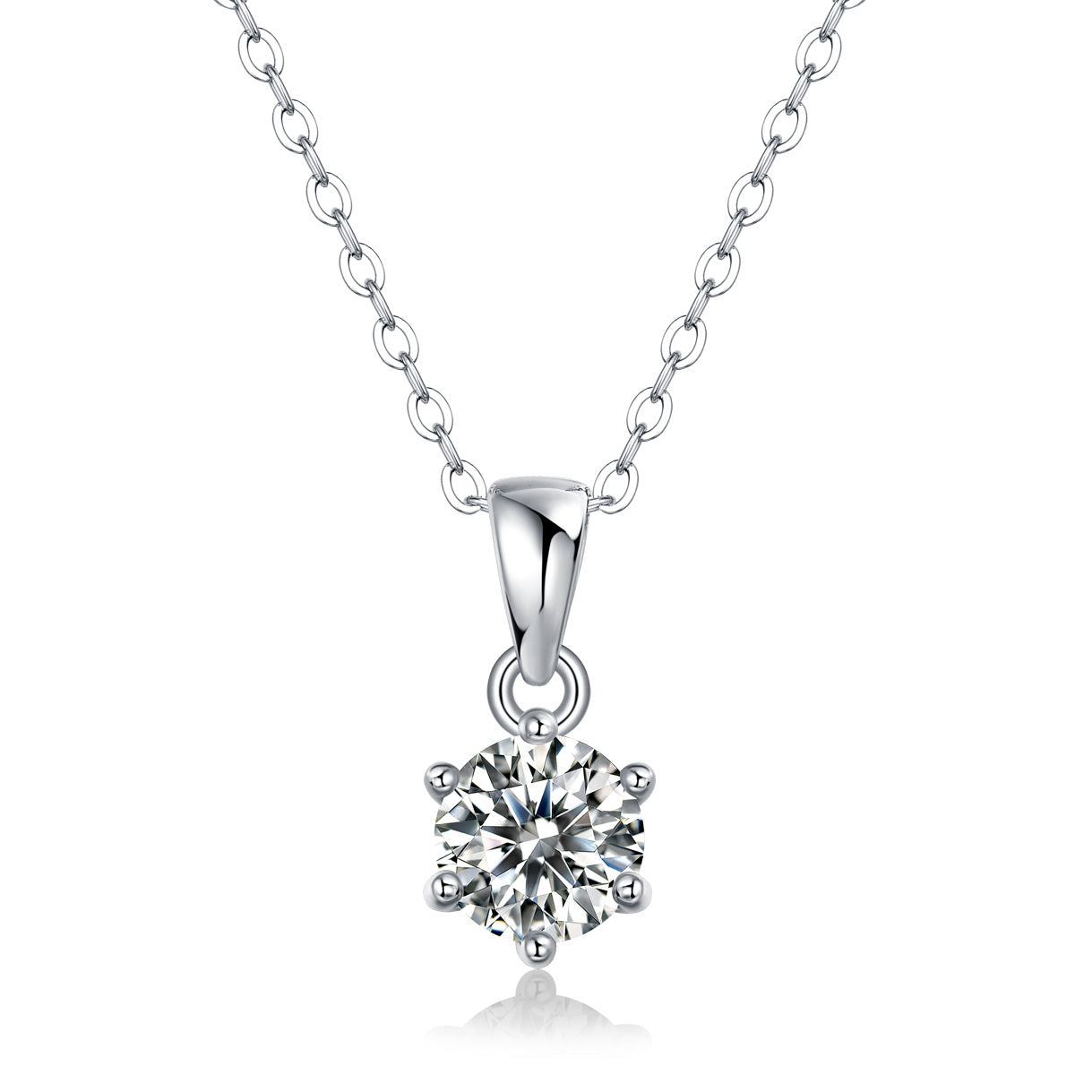 Round Cut Moissanite Necklace-1ct/2ct/3ct 925 Sterling Silver Pendant for Women