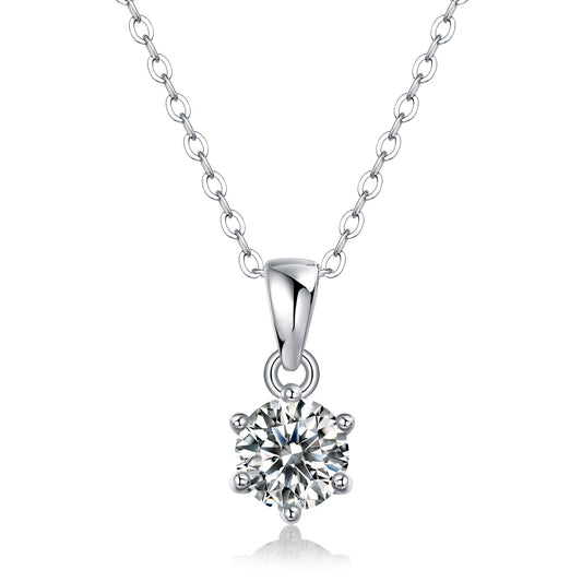 Round Cut Moissanite Necklace-1ct/2ct/3ct 925 Sterling Silver Pendant for Women