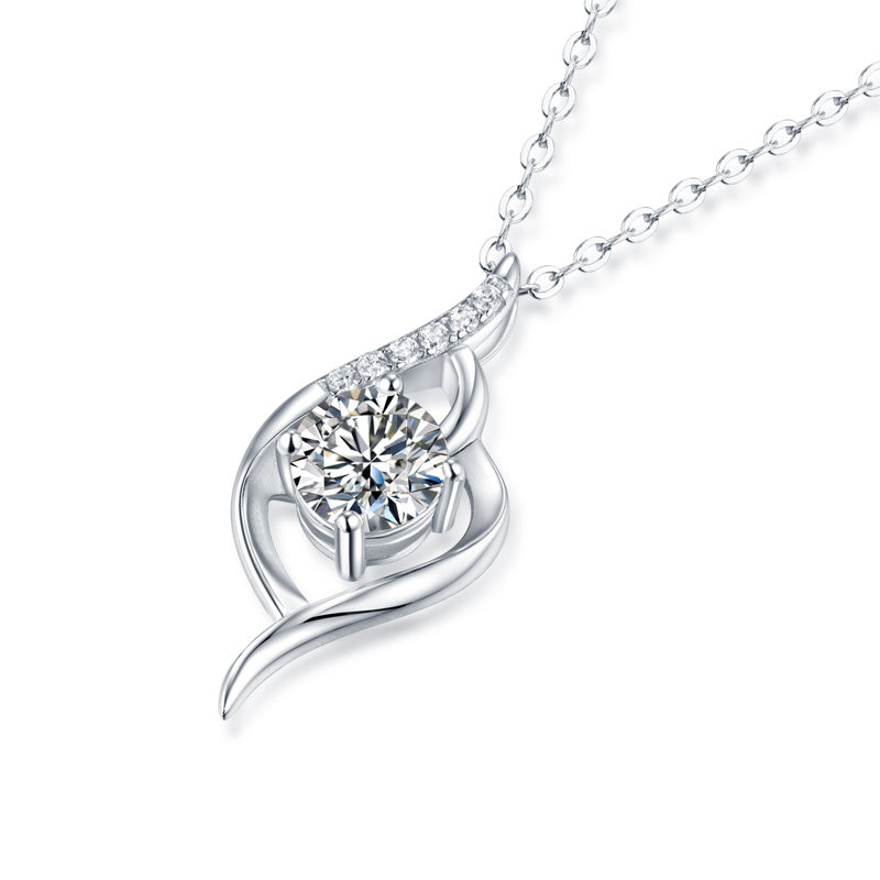 Moissanite Diamond Necklace-925 Sterling Silver Pendant Necklace for Women