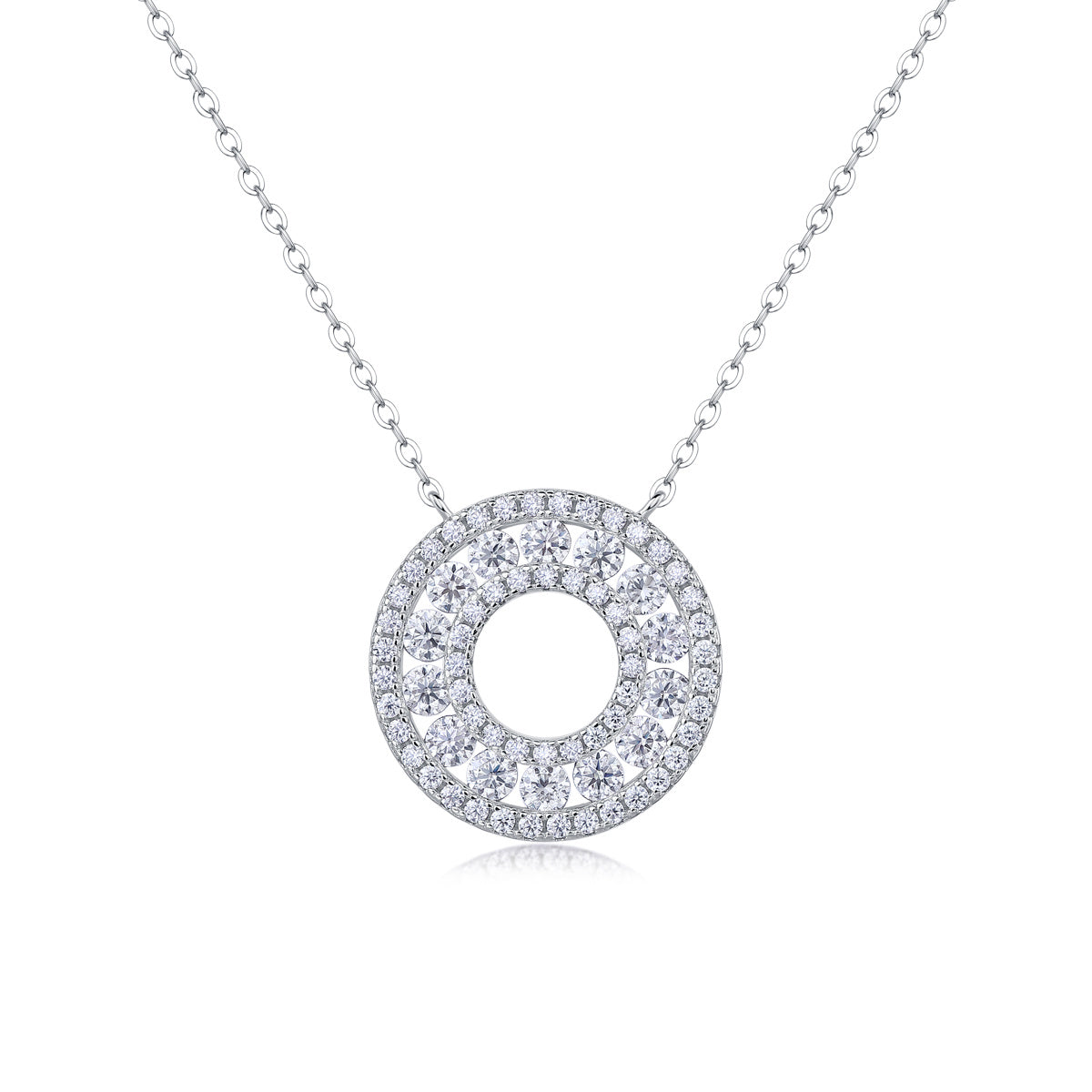 Moissanite Necklace-925 Sterling Silver Pendant Necklace for Women